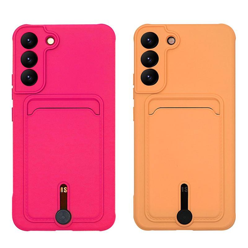 Candy Color Card Slot Silicone Case For Samsung