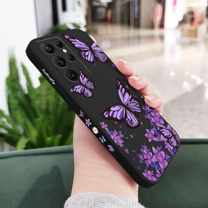 Purple Butterflies Soft Case For Samsung